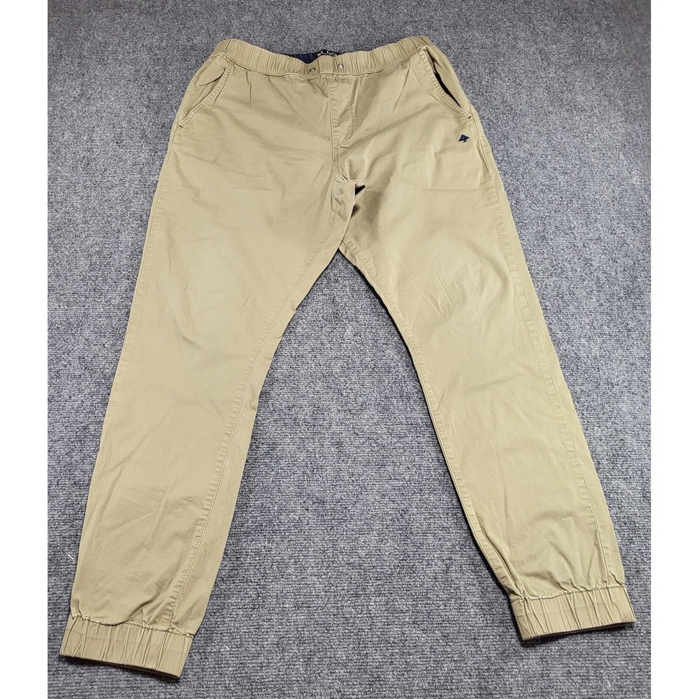 Lifted Research Group LRG Pants Men's Khaki Woven Joggers Drawstring Baggy Sz 36